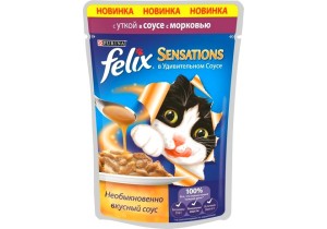 Консервированный корм для кошек FELIX Sensations в Соусе Утка с морковью