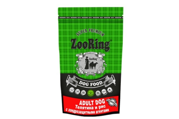 Корм для собак средних и крупных пород ZooRing Adult Dog (Эдалт Дог) телятина и рис с хондропротектерами