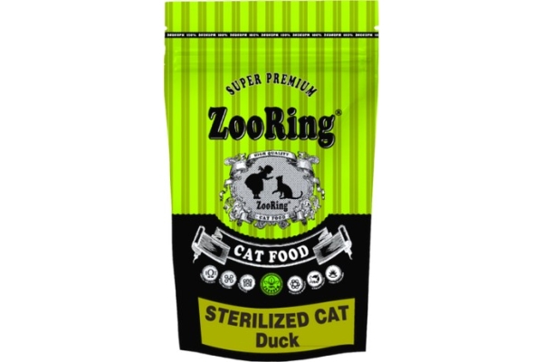 Корм для стерилизованных кошек и кастрированных котов ZooRing Sterilized Cat Duck утка