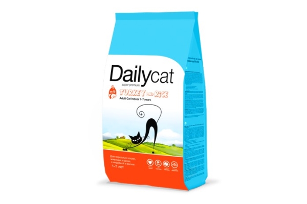 Корм для кошек Dailycat ADULT  Indoore Turkey and Rice Индор 1,5 кг