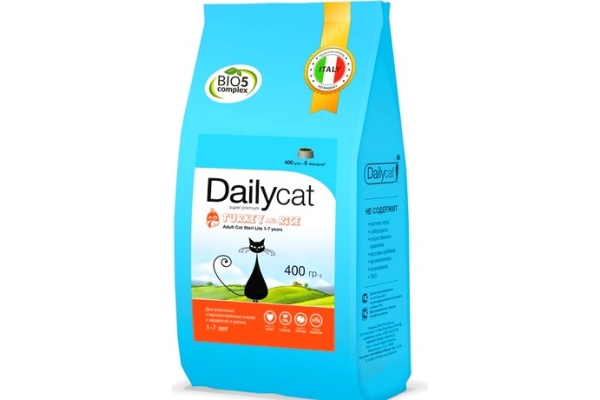 Корм для Стерилизованных кошек Dailycat ADULT Steri lite с индейкой и рисом (вес)