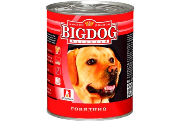 Консервированный корм для собак Зоогурман Big Dog Говядина 