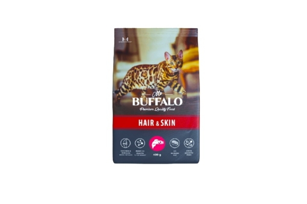 Сухой корм Mr. Buffalo HAIR & SKIN с лососем для взрослых кошек и котов с чувствительной кожей