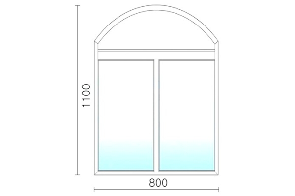 Арочное алюминиевое окно 1100x800