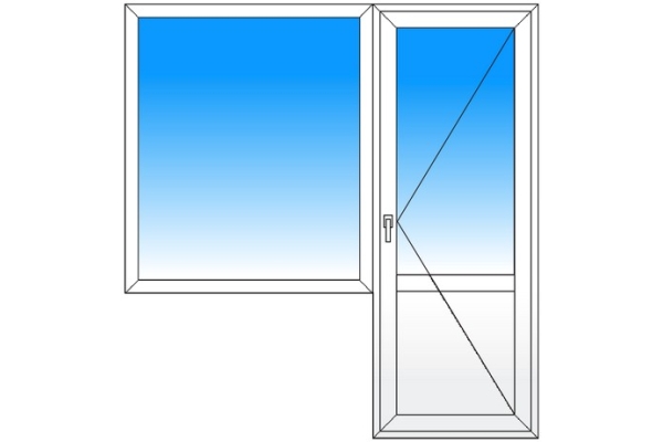 Балконный блок REHAU GRAZIO (2150 мм*2080 мм) дверь поворотная окно глухое