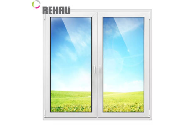 Двустворчатое окно ПВХ Rehau Delight (1300 мм x 1400 мм)